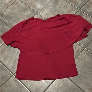 Suzy Shier Red Asymmetrical Blouse